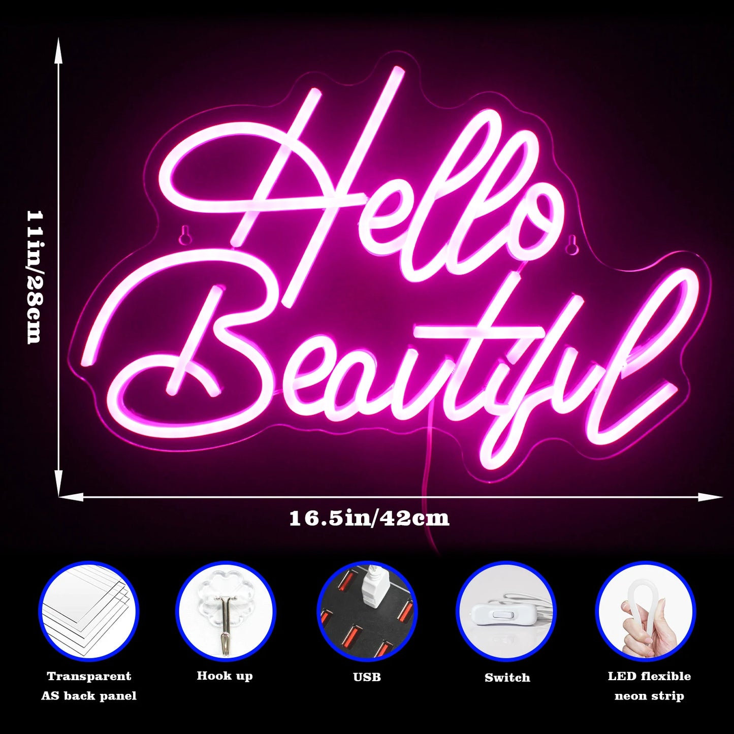 "Hello Beautiful" Neon Sign