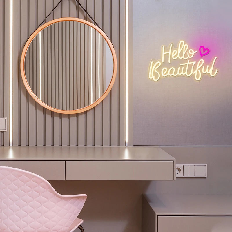 "Hello Beautiful" Neon Light