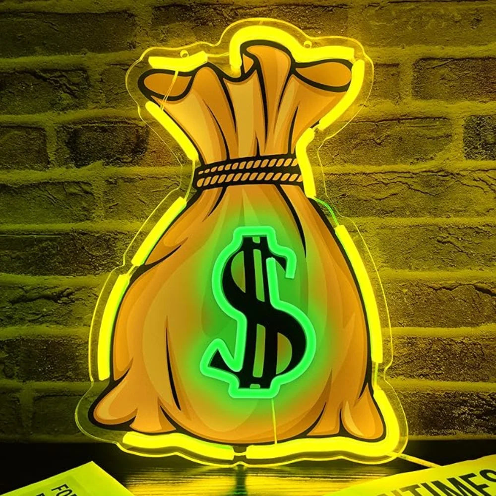 "Money Bag" Neon Sign – Add a Dash of Prosperity to Your Space!