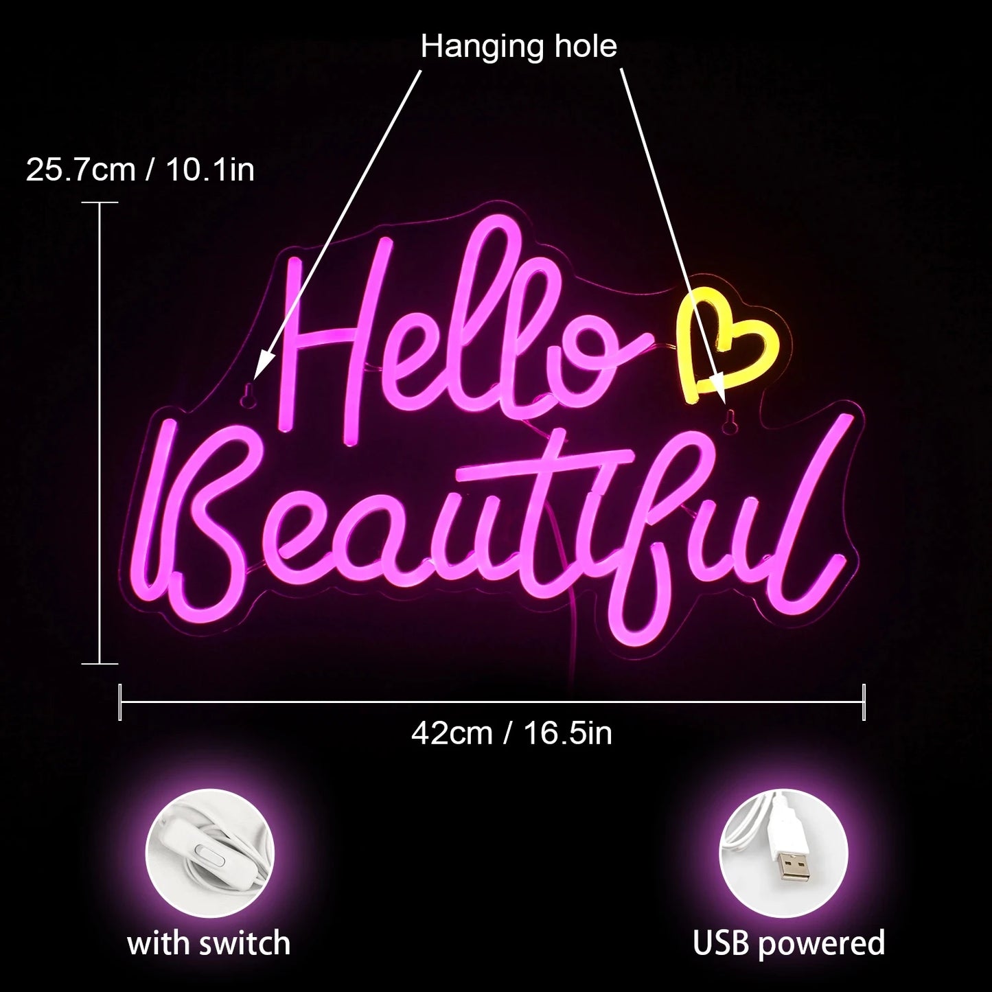 "Hello Beautiful" Neon Light