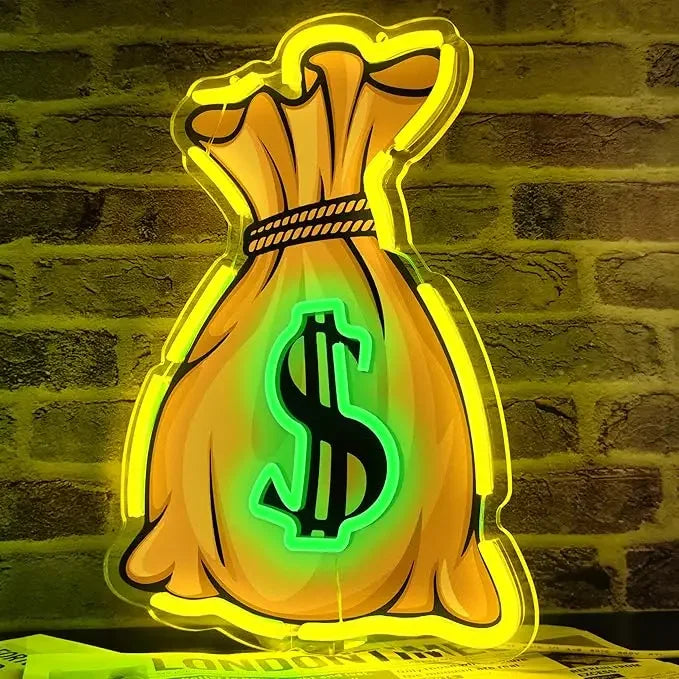 "Money Bag" Neon Sign – Add a Dash of Prosperity to Your Space!